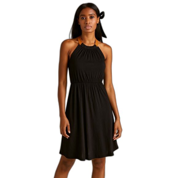 Akiko faux leather halter neck Elastic Waist dress NWT size xs - Picture 1 of 11